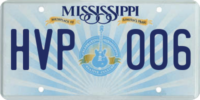 MS license plate HVP006