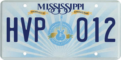 MS license plate HVP012