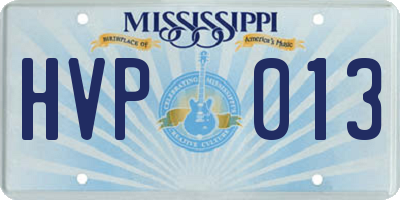 MS license plate HVP013
