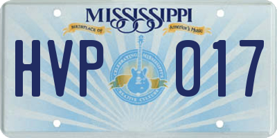 MS license plate HVP017