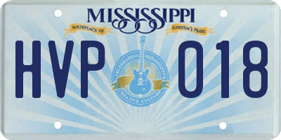 MS license plate HVP018