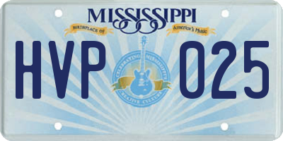 MS license plate HVP025