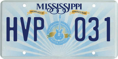 MS license plate HVP031