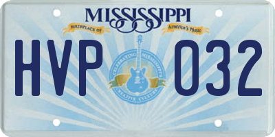 MS license plate HVP032