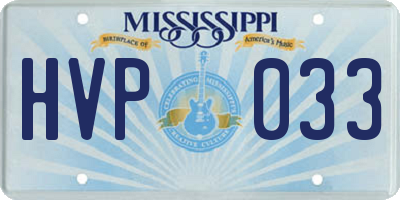 MS license plate HVP033