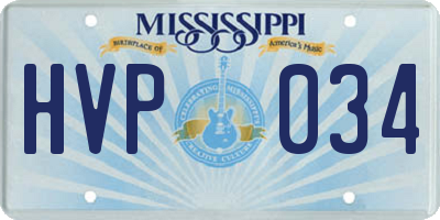 MS license plate HVP034