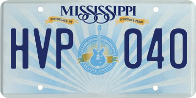 MS license plate HVP040