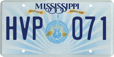 MS license plate HVP071
