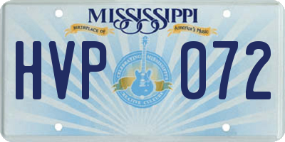 MS license plate HVP072