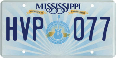 MS license plate HVP077