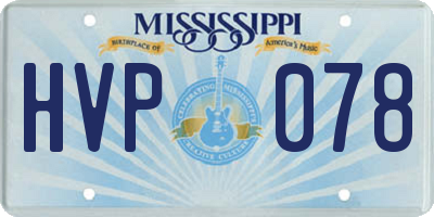 MS license plate HVP078