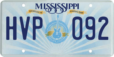 MS license plate HVP092