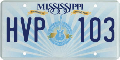 MS license plate HVP103