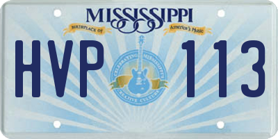 MS license plate HVP113