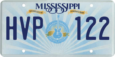 MS license plate HVP122
