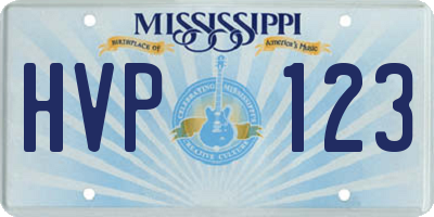 MS license plate HVP123