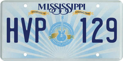 MS license plate HVP129