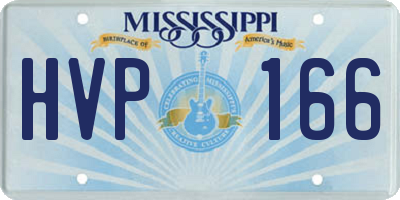 MS license plate HVP166