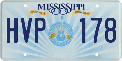 MS license plate HVP178