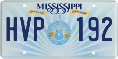 MS license plate HVP192