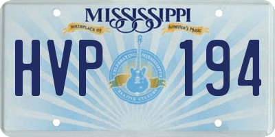 MS license plate HVP194