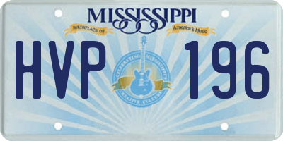 MS license plate HVP196