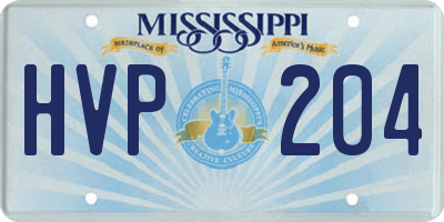 MS license plate HVP204