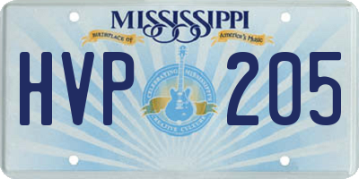 MS license plate HVP205