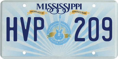 MS license plate HVP209