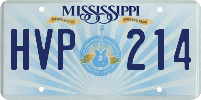 MS license plate HVP214