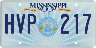 MS license plate HVP217