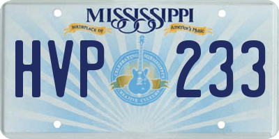 MS license plate HVP233