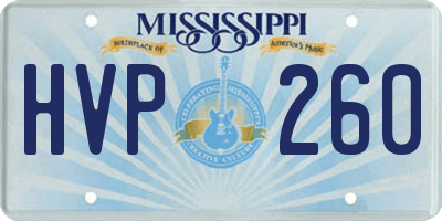 MS license plate HVP260