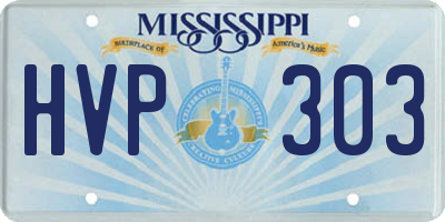 MS license plate HVP303