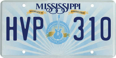 MS license plate HVP310