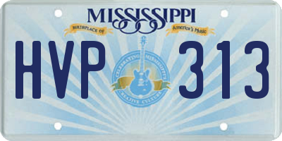 MS license plate HVP313