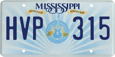 MS license plate HVP315