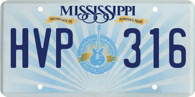 MS license plate HVP316