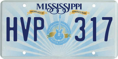 MS license plate HVP317