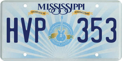 MS license plate HVP353