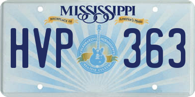 MS license plate HVP363