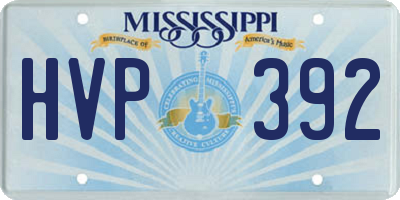 MS license plate HVP392