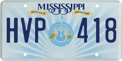 MS license plate HVP418