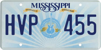 MS license plate HVP455