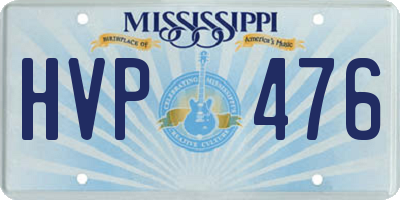 MS license plate HVP476