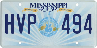 MS license plate HVP494