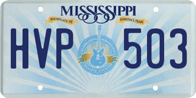MS license plate HVP503