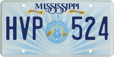 MS license plate HVP524