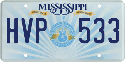 MS license plate HVP533