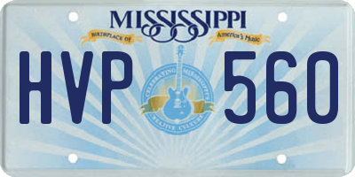 MS license plate HVP560
